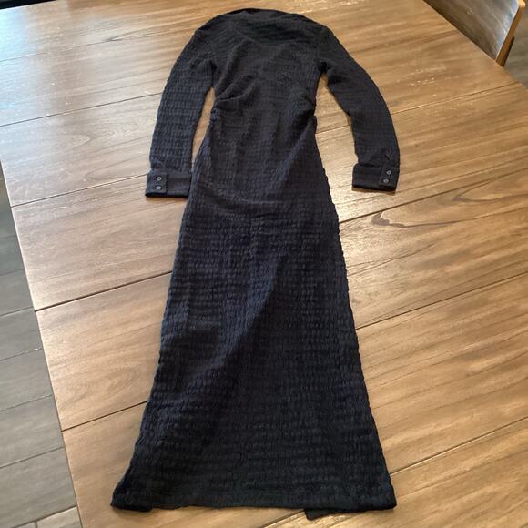 ALLSAINTS Connie Long Sleeve Midi Dress All Saints button down black 2 NWT - Picture 3 of 10